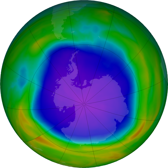 Antarctic ozone map for 30 September 2021